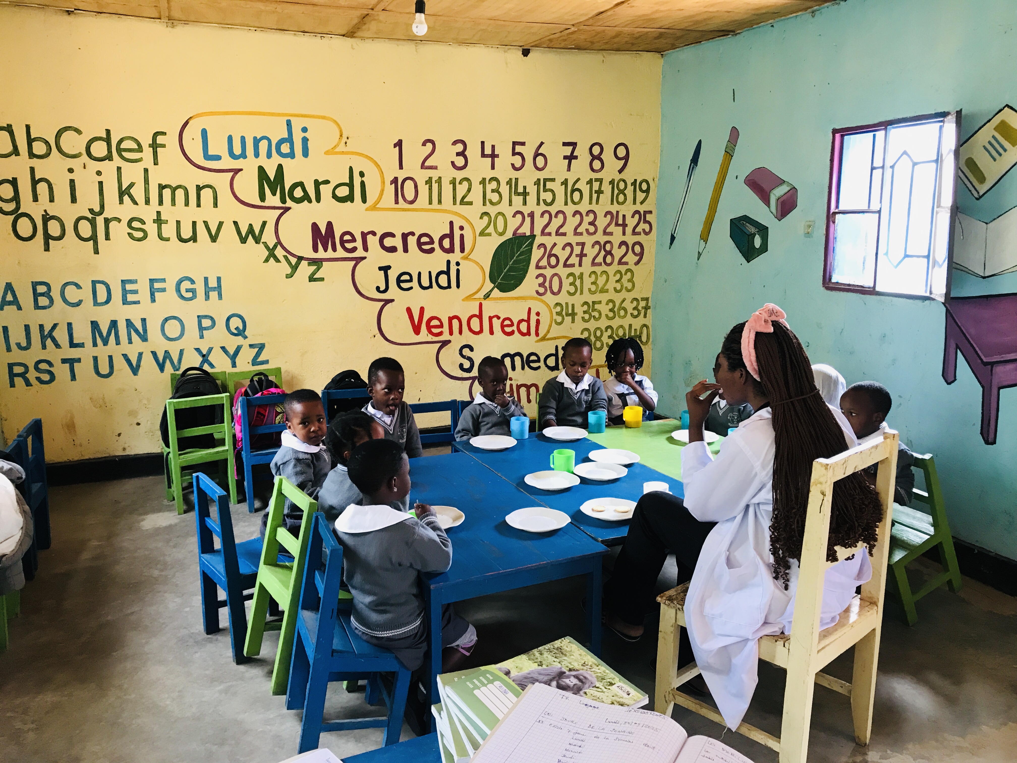 Classroom environment with educational materials